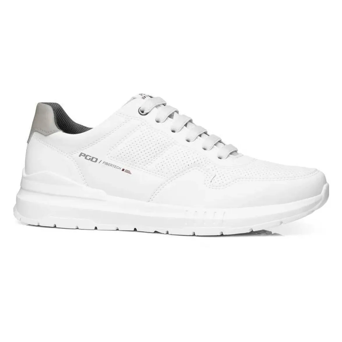 Tênis casual masculino branco Pegada modelo 172601-01 em couro sintético tipo napa com cadarço elástico e solado antiderrapante